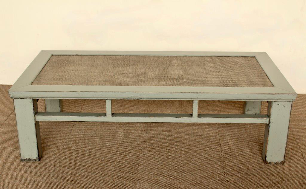 GREY COFFEE TABLE RATTAN TOP  46X162X80CM